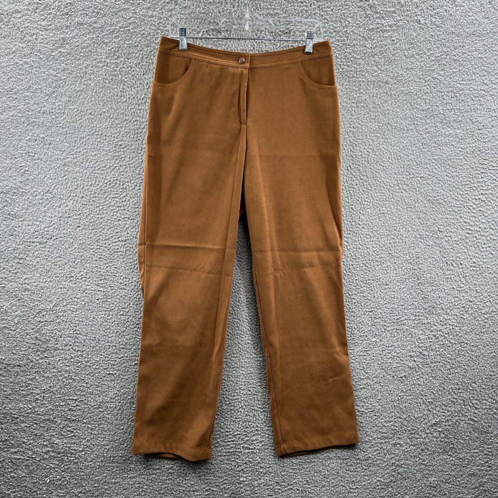 Islander Womens Pants 8 Brown High Rise Zip Front‎ Slacks Stretch Pockets